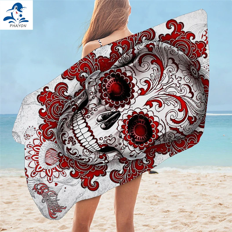 

PHAYON 2021 Advanced Luxury Microfiber Beach Towels for Adult Skeleton Skull Bath Towels Home/Hotel Travel Camping Accessories