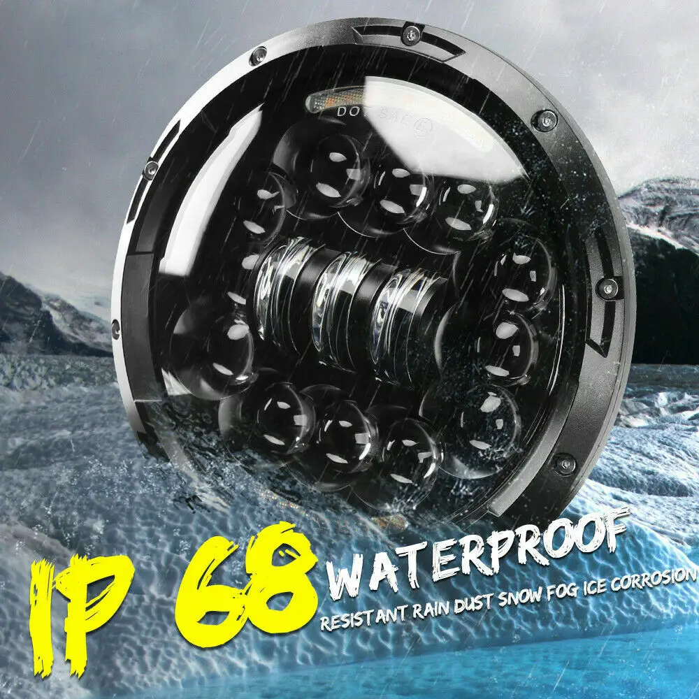 Круглый светодиодный налобный фсветильник рь 400 Вт 7 дюймов Ближний/Дальний свет