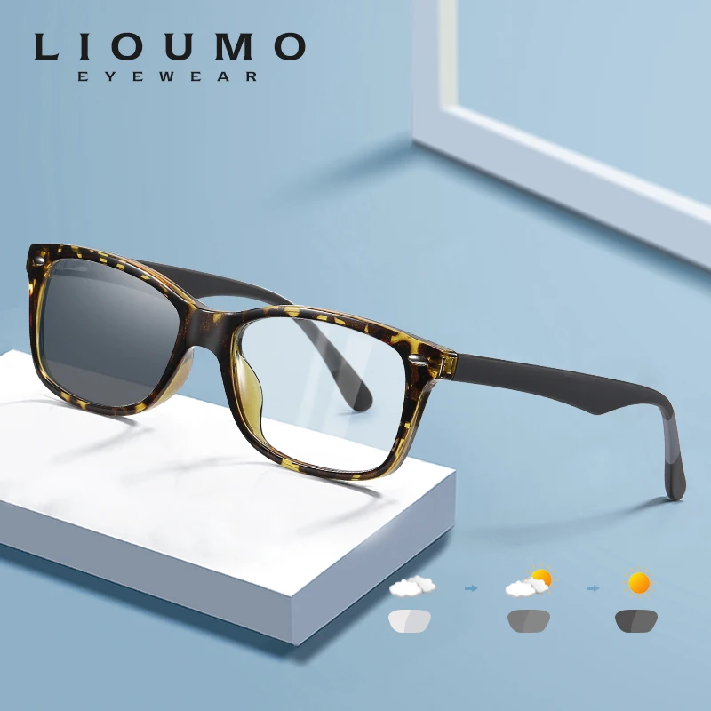 LIOUMO классические квадратные очки для мужчин и женщин мужской фотохромный синий