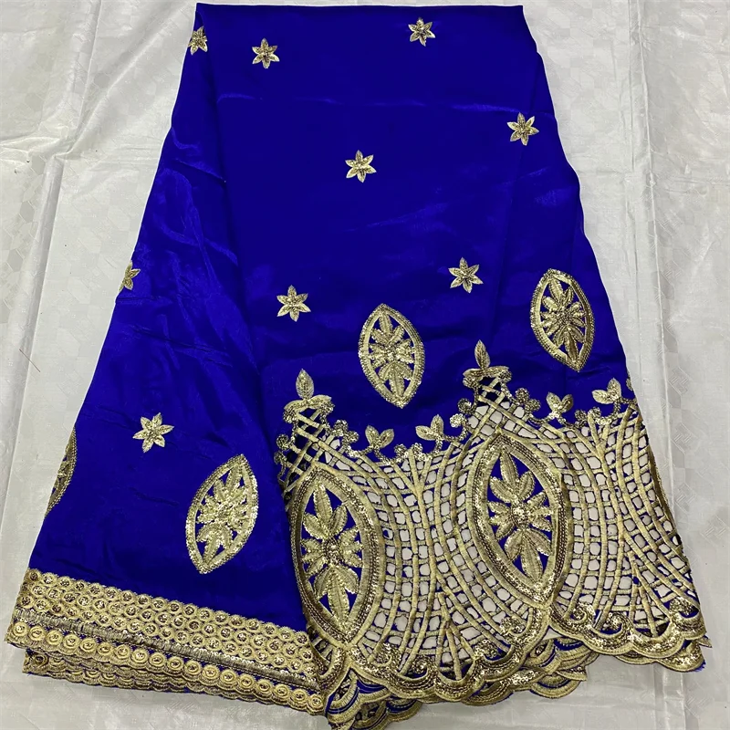 

High Quality 5Yards African George Lace Fabric With Net Sequins And Stones Embroidered George Lace Fabric For the wedding