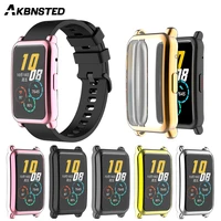 akbnsted plating tpu silicone glass screen protector case shell edge frame for huawei honor watch es full watch case accessories
