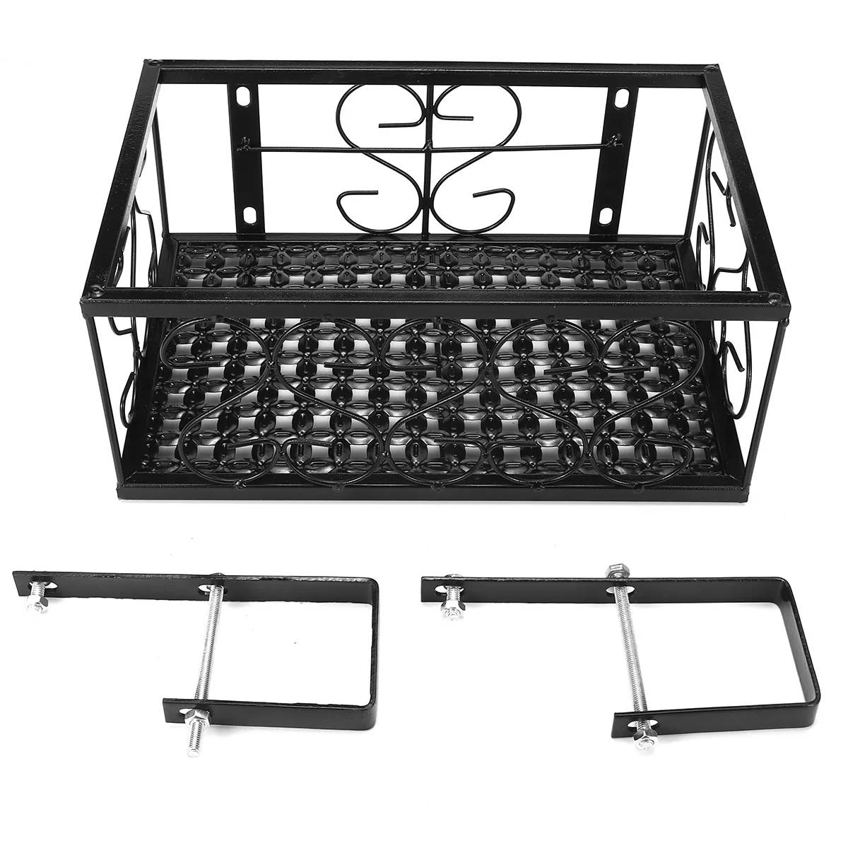 

Garden Hanging Flower Basket Plants Iron Rack Wall Fence Balcony Flower Pot Tray Garden Pot Planter Holder Decor 30/50/60cm