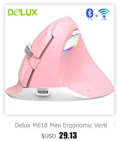 Delux M618X 2,4 Ghz Беспроводная+ Bluetooth 3,0/4,0 многомодовая мышь эргономичная Вертикальная перезаряжаемая Компьютерная лазерная 6D Mause