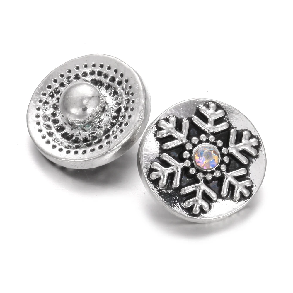 10pcs/lot New Christmas Snap Jewelry Snowflake 12mm Metal Buttons Fit Bracelet Bangle Necklace | Украшения и аксессуары