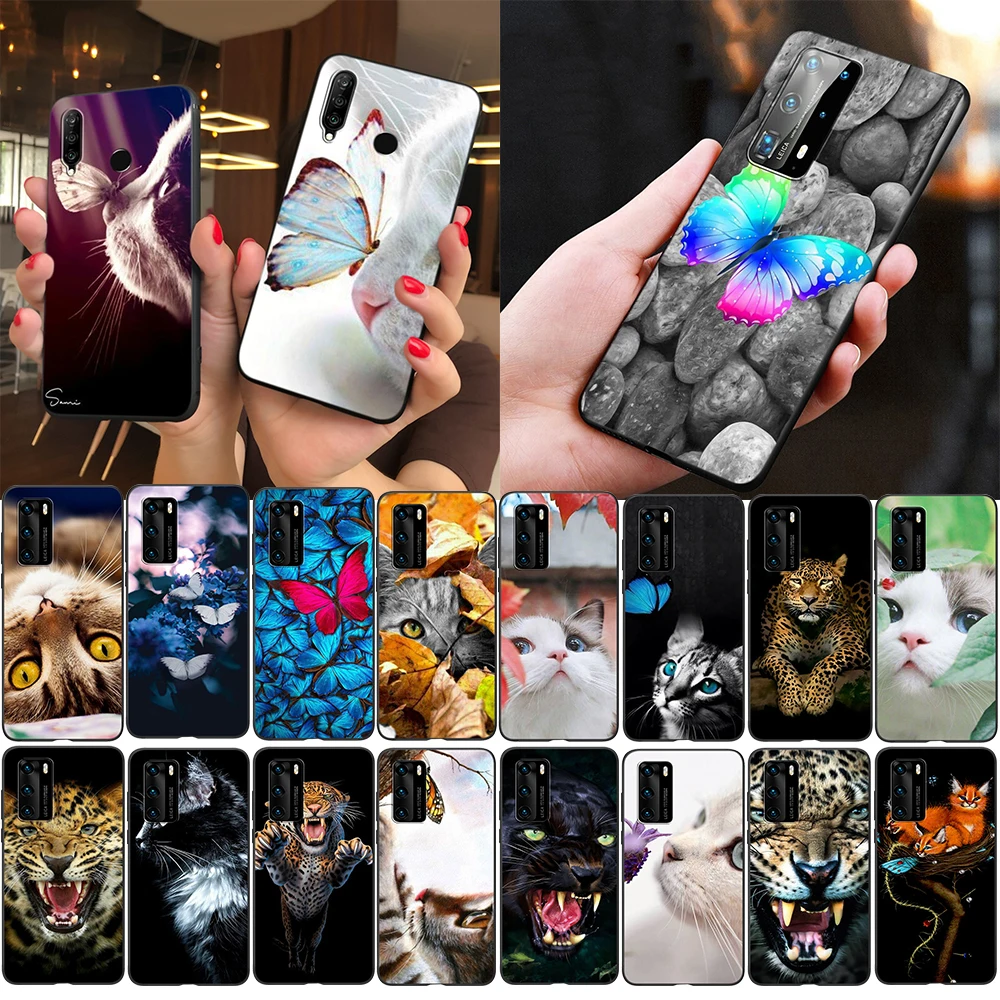 Z44 Бабочка Стенд на нос кота Мягкий силиконовый чехол для Huawei P10 Y5 Y6 Y7 Y9 Prime 2019 2018 2017