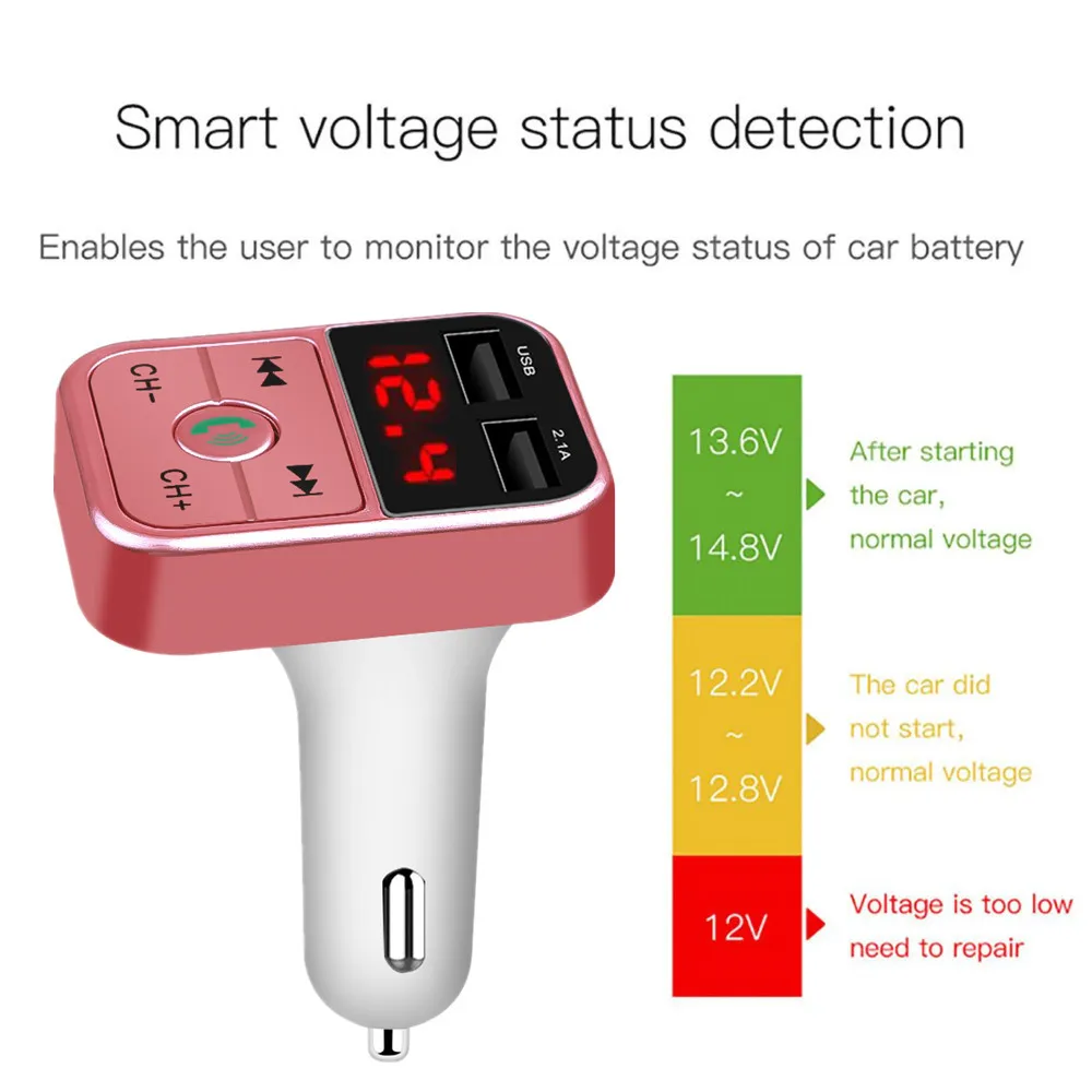 Bluetooth двойной USB Автомобильное зарядное устройство дисплей мониторинга