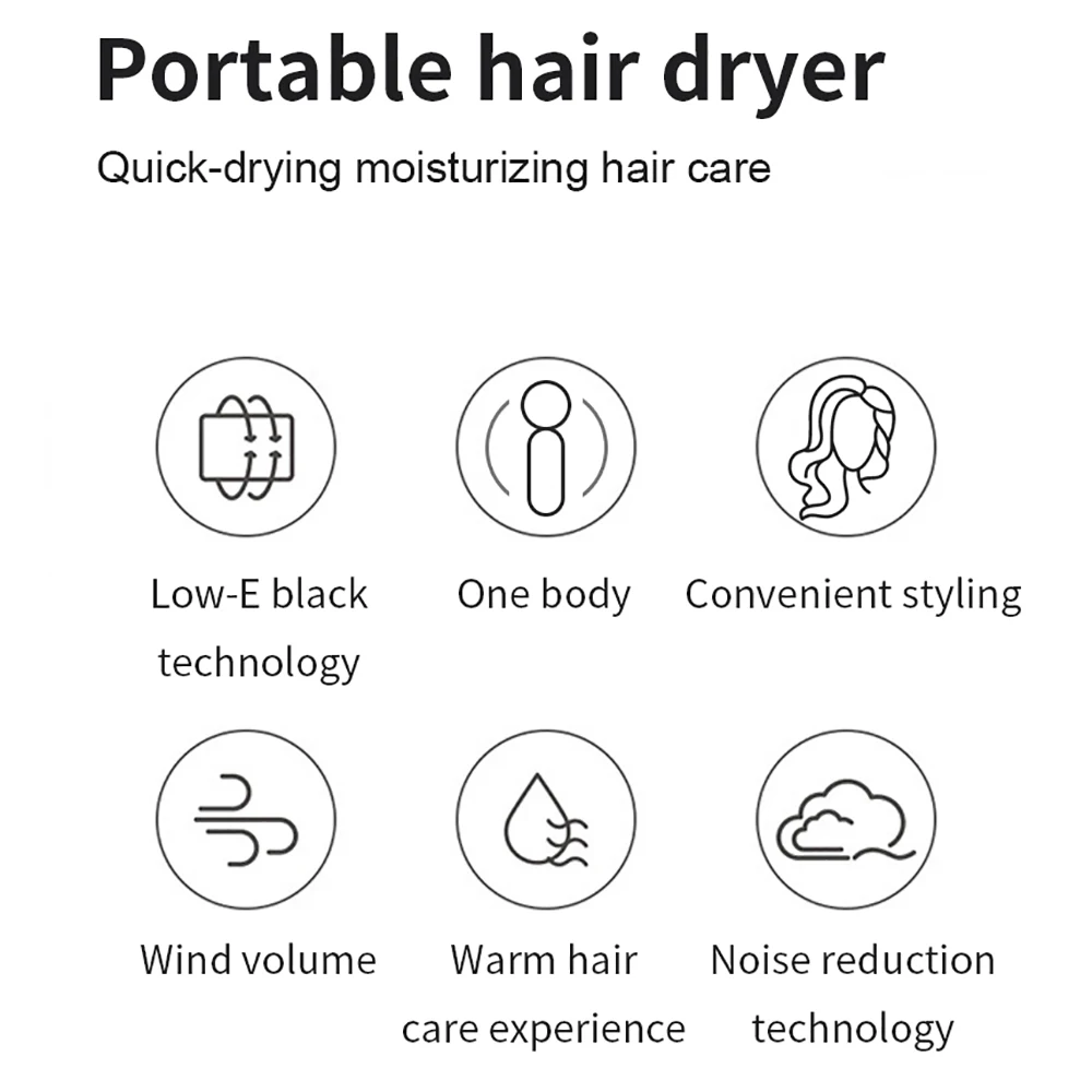 Портативный фен для волос с сильным ветром профессиональный двухскоростной мини