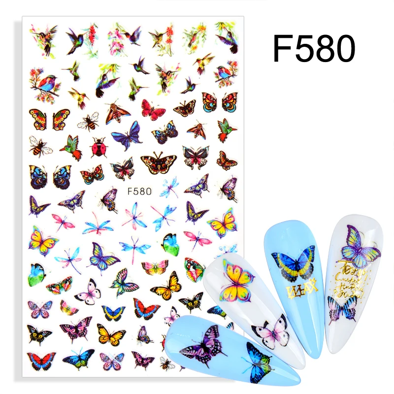 3D наклейки для дизайна ногтей черные русские буквы персонаж Фруктовый Торт