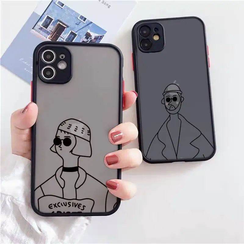 

American movie killer Leon Matilda simple black Phone Case For iPhone 13 12 11 Mini Pro XR XS Max 7 8 Plus X Matte transparent