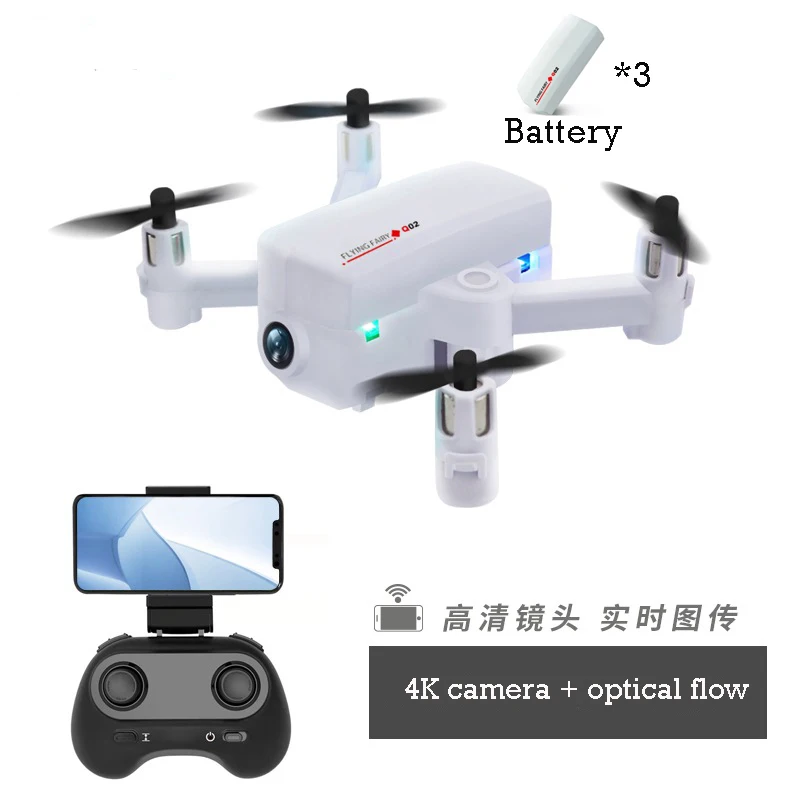 4K camera white 3B Мини Карманный Дрон с HD 4K FVP wifi камера Дрон RC Квадрокоптер широкий угол Безголовый оптический поток режим удержания высоты Дрон - Цвет: 4K camera white 3B