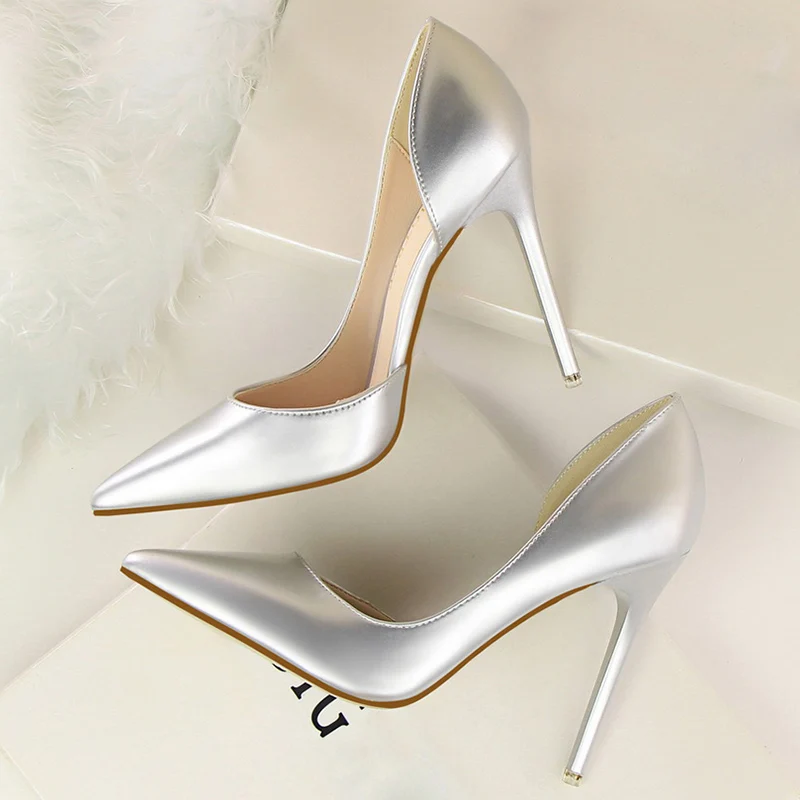 Женские простые желтые туфли лодочки на очень высоком каблуке 10 5 см Повседневная