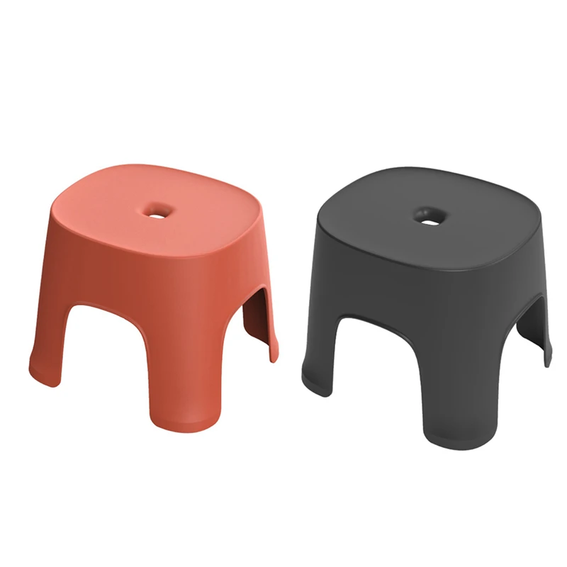 

2 Pcs Small Bench Anti-Skid Coffee Table Plastic Simple Stool Adult Thickening Children's Stool for Shoes Short Stool Red & Blac