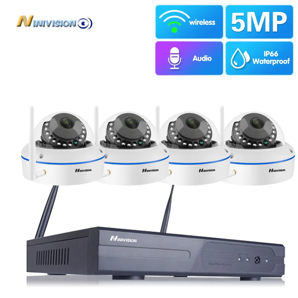 

8Channel 5MP Wireless WIFI CCTV System 8CH NVR Kit H.265+ 4Pcs Outdoor IP66 Security IP Bullet Camera P2P Video Surveillance Set
