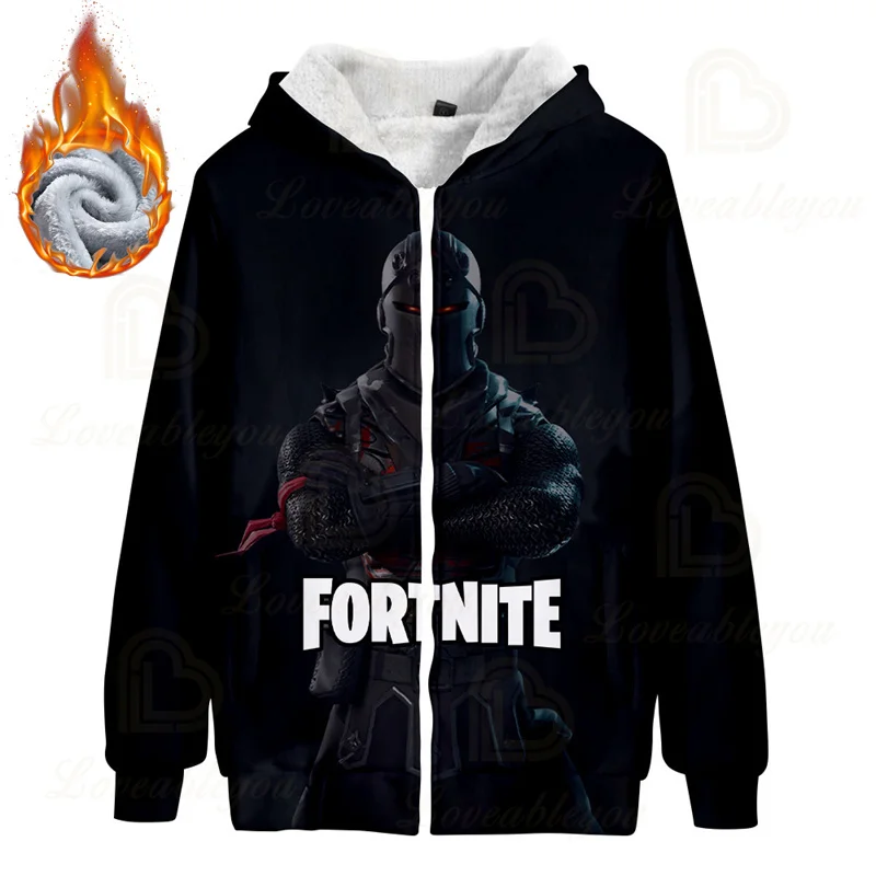 Модные толстовки FORTNITE для мальчиков и девочек детские с капюшоном толстые теплые