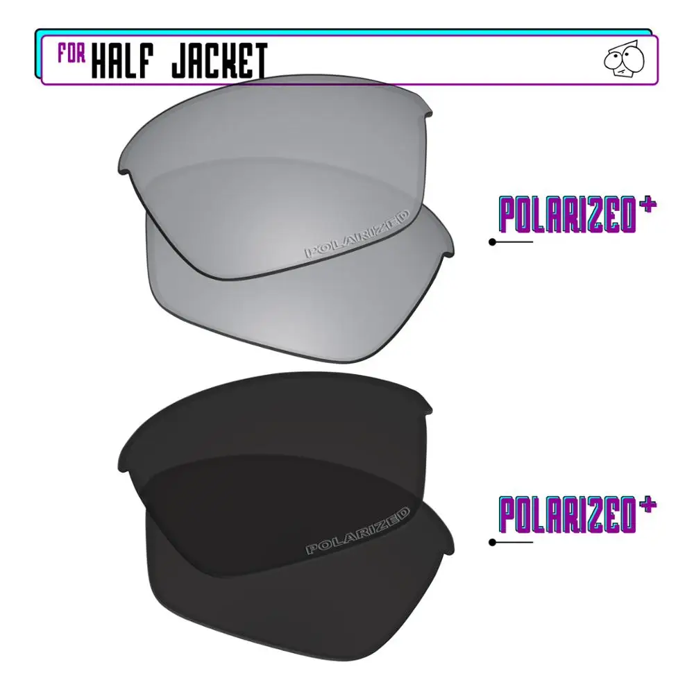 EZReplace Polarized Replacement Lenses for - Oakley Half Jacket Sunglasses - Blk P Plus-SirP Plus