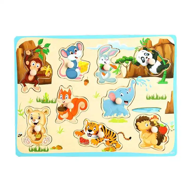 

New Montessori Toys Wooden Puzzle Cartoon Vehicle Digital Animal Puzzles Jigsaw Board Learning Educational Toy for Children