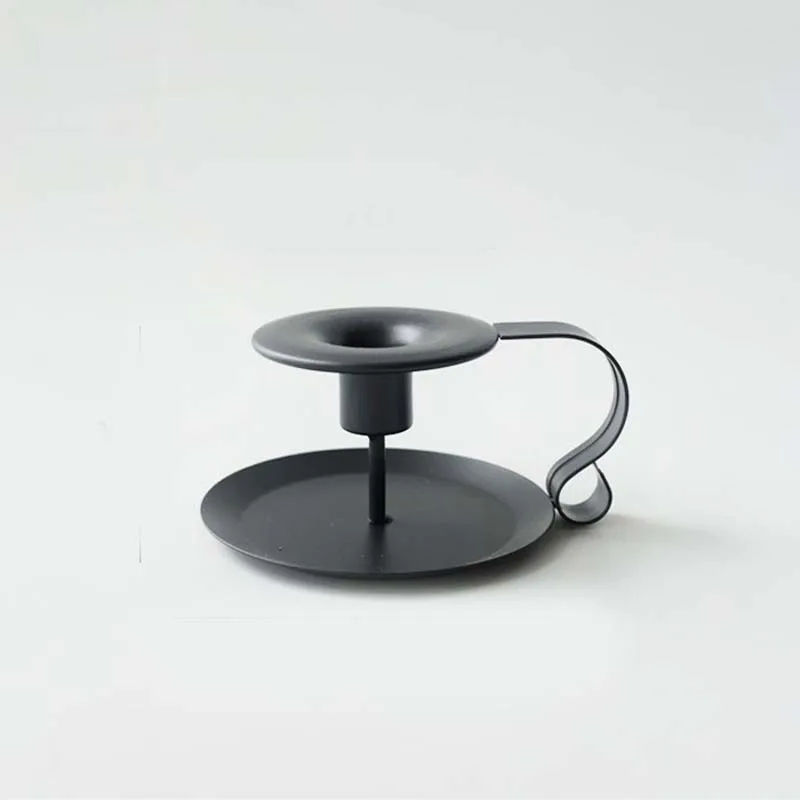 Ретро железный подсвечник простой черный держатель для свечи Chamberstick подсвечник держатель для узкой свечи подсвечник для свечного стенда для декора дома.