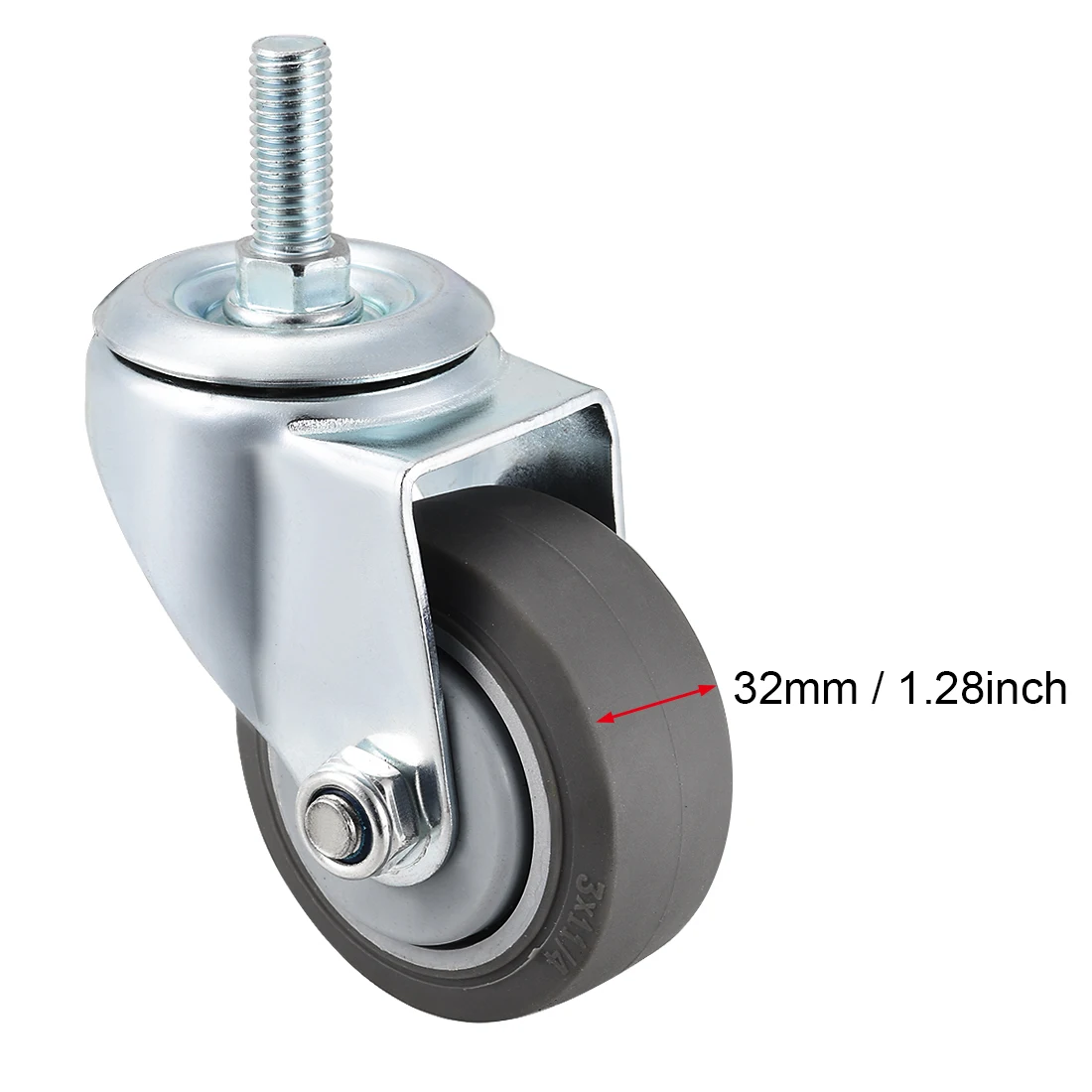 

uxcell 4pcs Swivel Caster Wheels TPR Caster 3 Inch Wheel M12 x 30mm Threaded Stem Gray 220lb Capacity Each