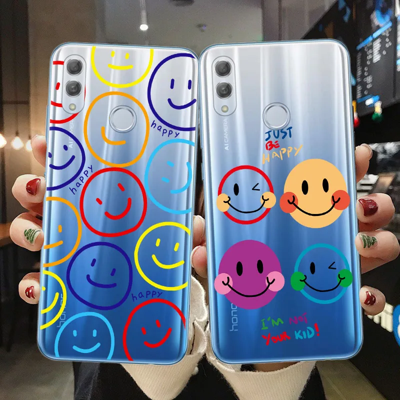 Милый Простой Прозрачный чехол с улыбкой для телефона Huawei Honor 10 20 30 Lite Pro 10i 30i 8C 8X 9X