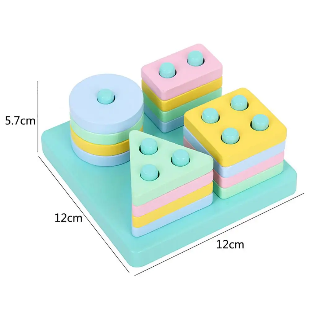 

Wooden Educational Toy Geometric Assembling Blocks Kids Stacked Early Learning Christmas Gift Kids Educational Toys for Children