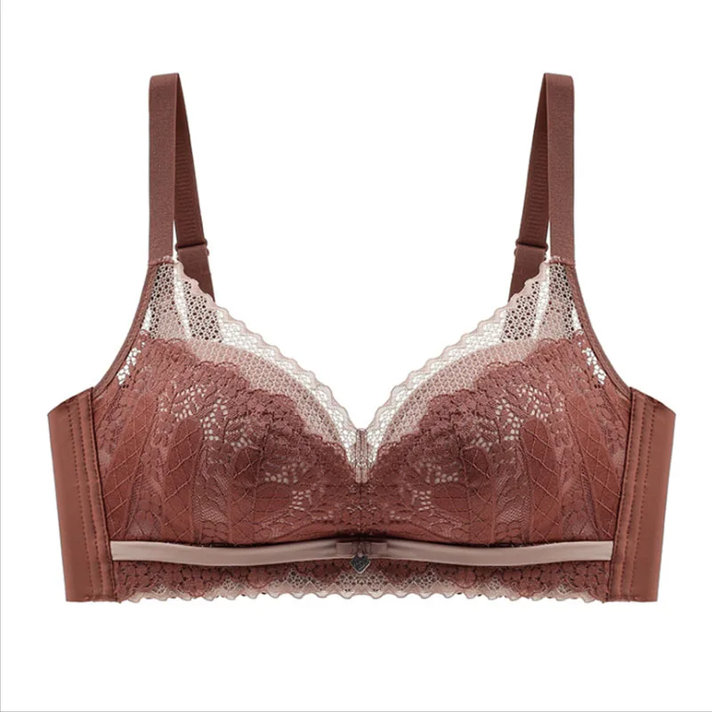 

Retro Lace Breathable Latex Cotton Underwear No Traces Gather Up No Steel Ring Comfortable and sexy Bra