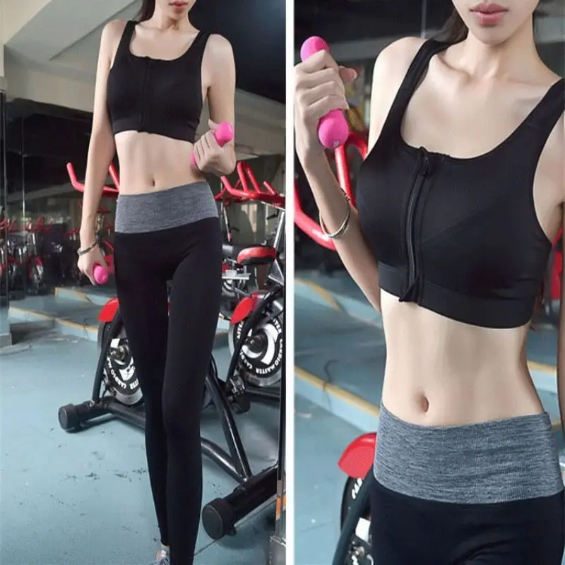 

New Sports Tube top No steel ring Shockproof Bra Front Zipper Beauty back Underwear Outer wear