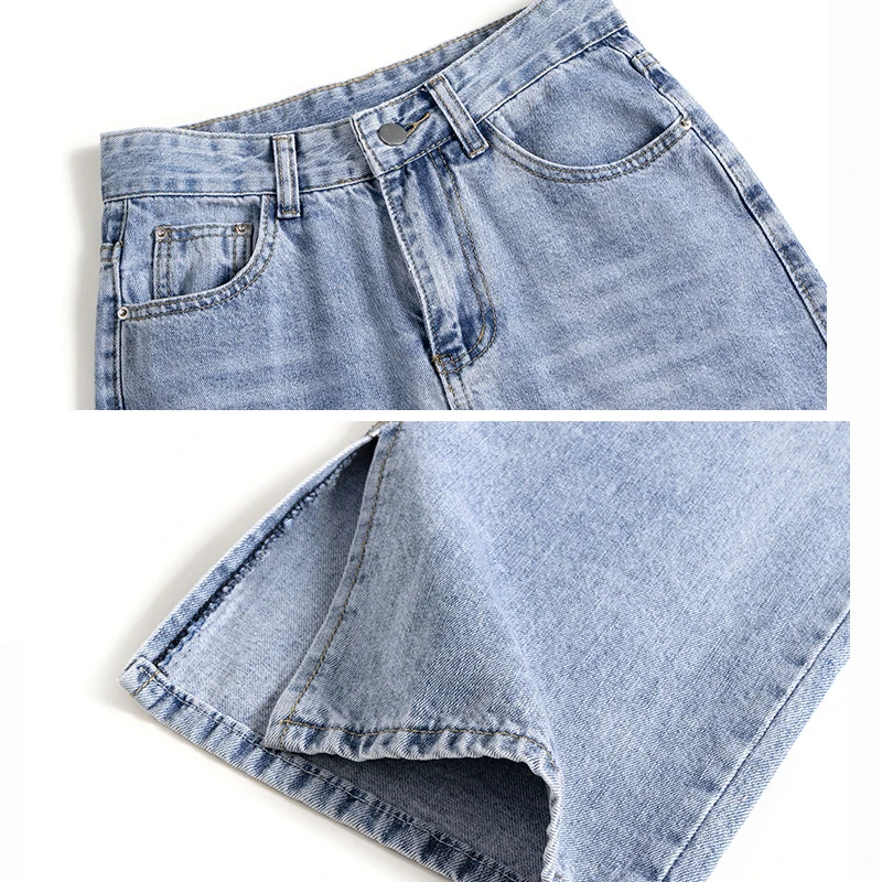 

Women's Slit High Waist Jeans Loose Wide-leg Pants Spring And Summer 2021 Slim Casual Nine-point Straight-leg Pants CALLITON