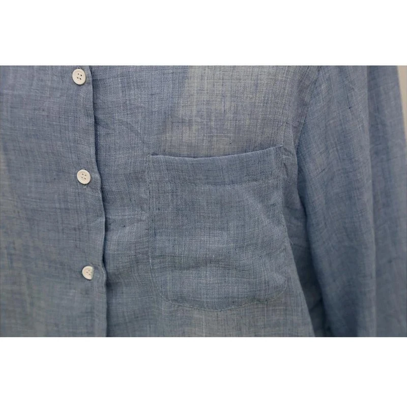 Блузка женская с длинным рукавом из хлопка и льна | Женская одежда