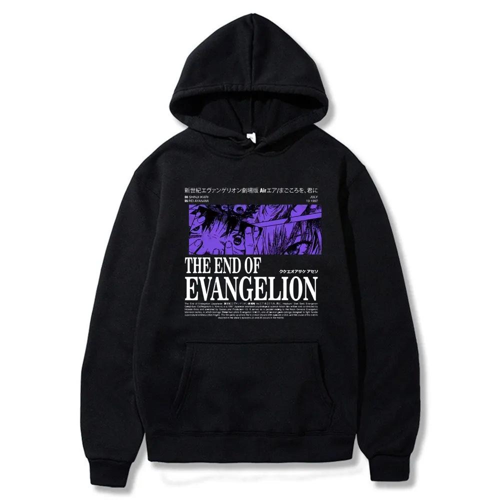 

Japanese Anime Evangelion Men Hoodies Fashion Kawaii Graphics Ayanami Rei Unisex Winter Oversized Long Sleeve Sweatshirts COTTON