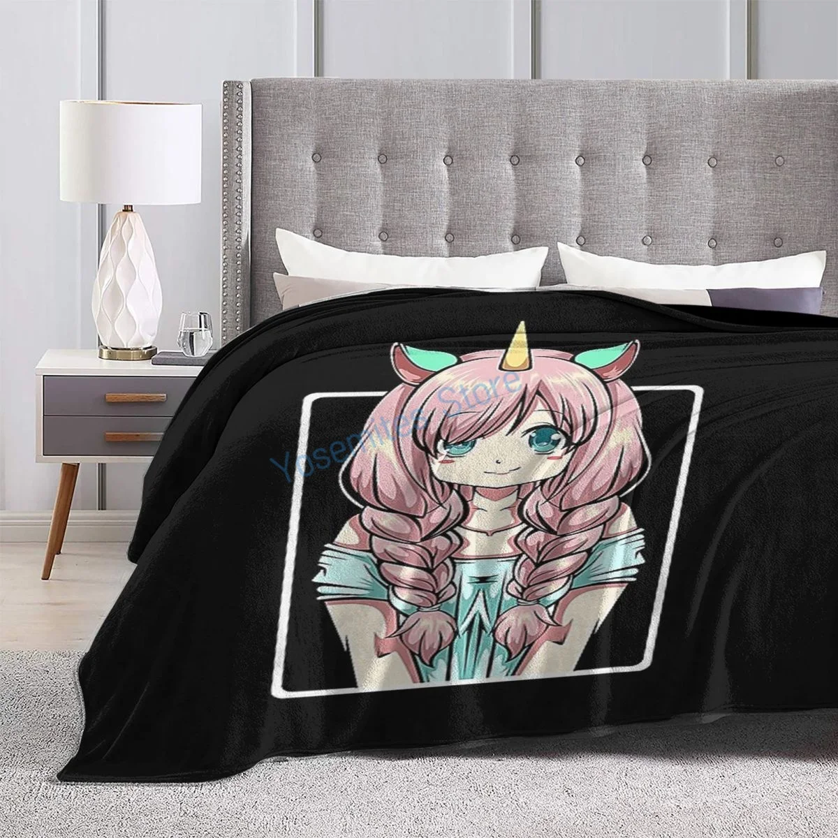 Японское аниме девочка Единорог симпатичное одеяло в стиле панк пастели зимнее