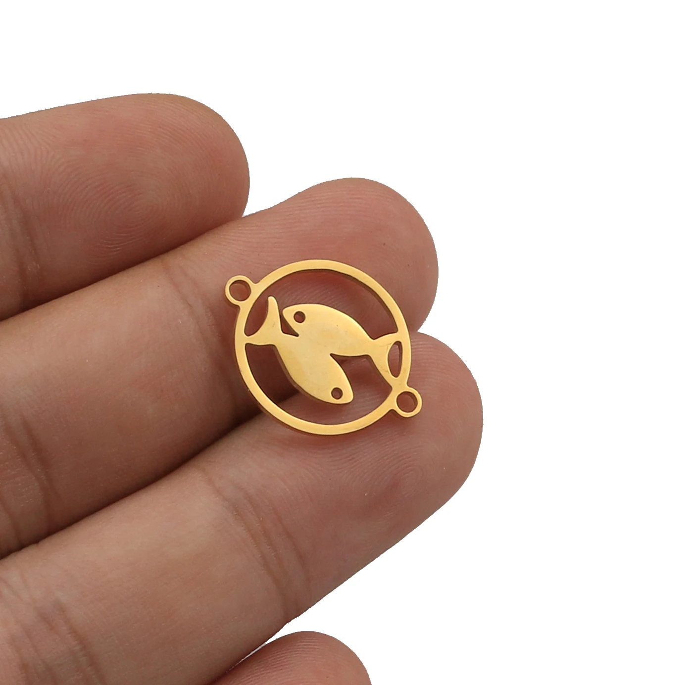 Gold pisces 5 шт./лот из нержавеющей стали 12 созвездий Подвески подходят шарм для соединения браслета браслет ожерелье для ювелирные украшения сделай сам изготовление - Цвет: Gold pisces