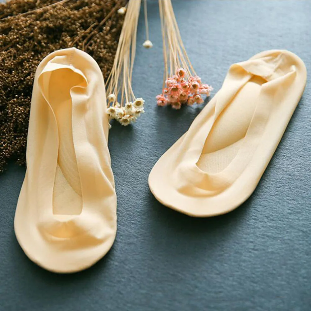 3D Arch Massage Health Care Womens Summer Socks Ice Silk Socks Shallow Mouth Silica Gel Anti-off Invisible Sock Slippers