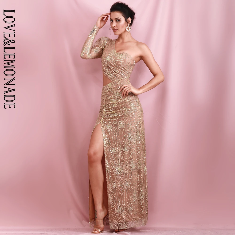Женское платье с открытыми плечами LOVE &amp LEMONADE длинное из искусственной кожи