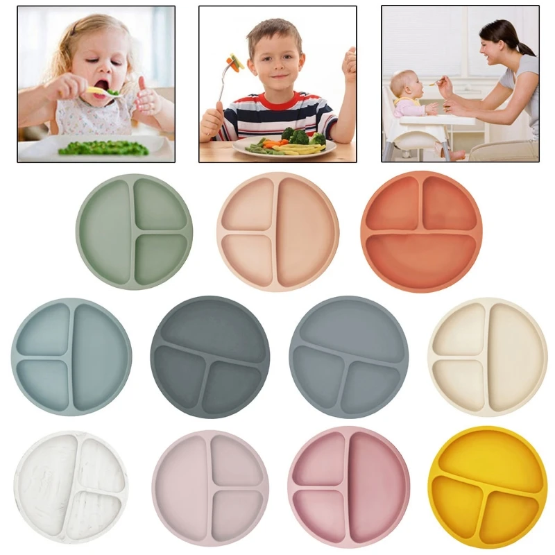 

Waterproof Food Grade Silicone Baby Divided Suction Bowl Anti-Slip Children Dinner Plate Infant Learning Feeding Dish