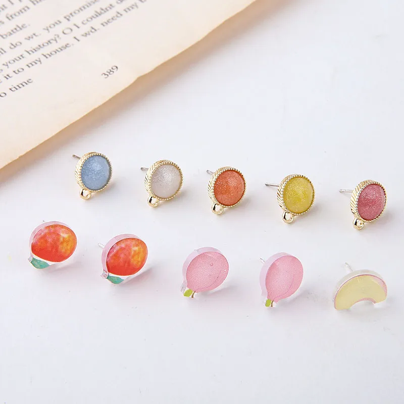 6 шт. женские милые серьги гвоздики с фруктами для девочек Блестящие модные