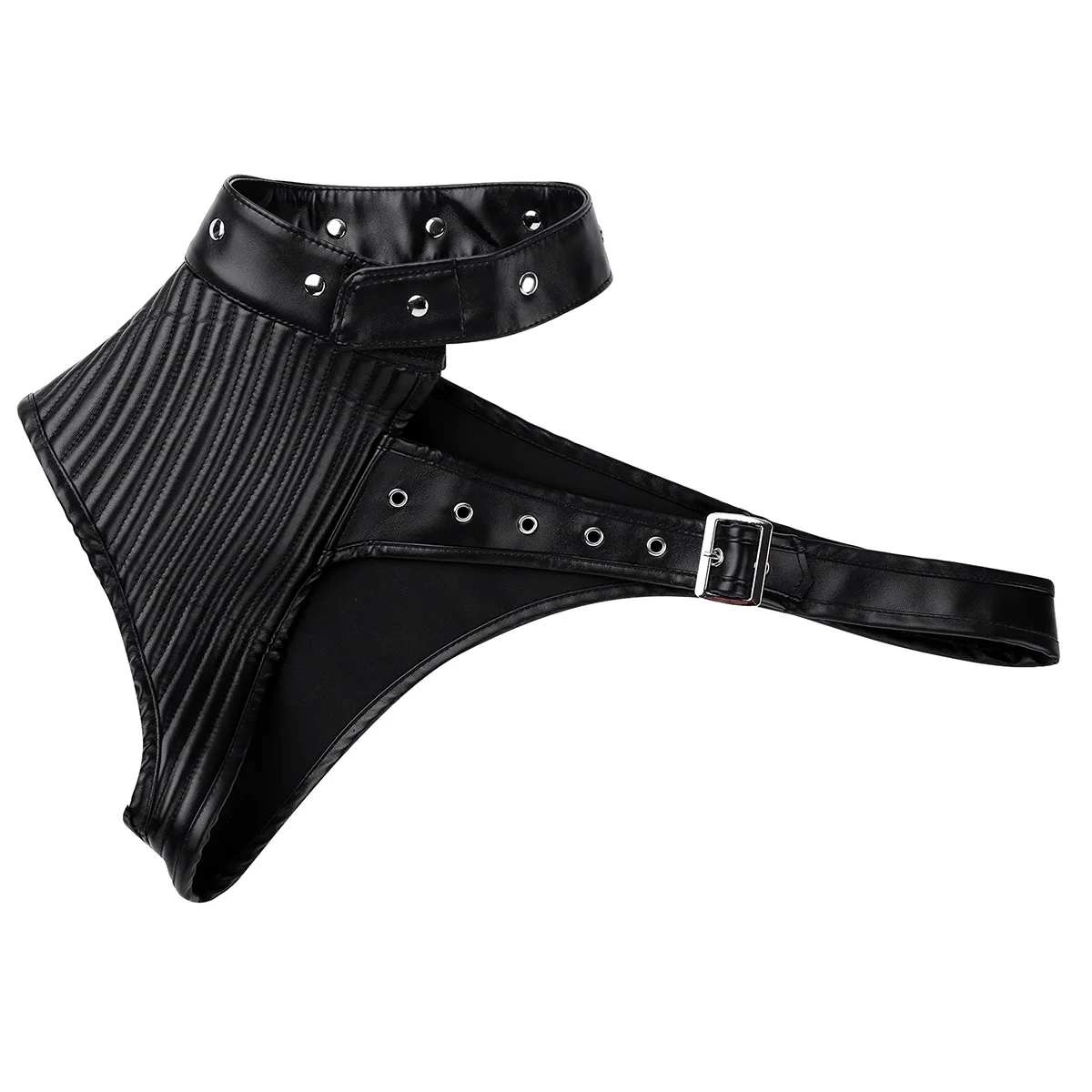 TiaoBug Women Brown Faux Leather One Shoulder Adjustable Steampunk Gothic Chest Harness Corset Bustier Costume Accessories