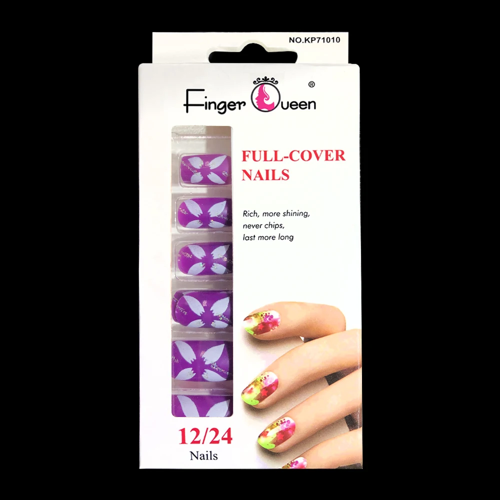 Накладные ногти Fingerqueen 24 шт./компл. прессованные на палец девушки красивые
