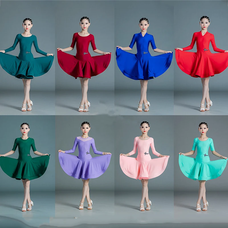 

8 Colors Girls Latin Dance Dress Costume Kids Ballroom Tango Chacha Salsa Dresses Practice Clothes Stage Performance Wear SL5530