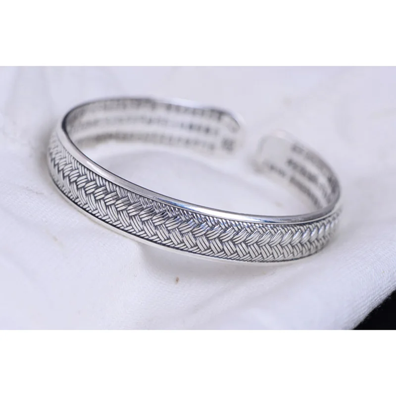 Настоящее чистое 925 пробы серебряные браслеты для женщин и мужчин ретро античный