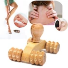 Ролик для массажа автомобиля, рефлексологический ролик из массива дерева, четыре колеса, расслабляющий ручной массаж лица, рук, ног, спины и тела