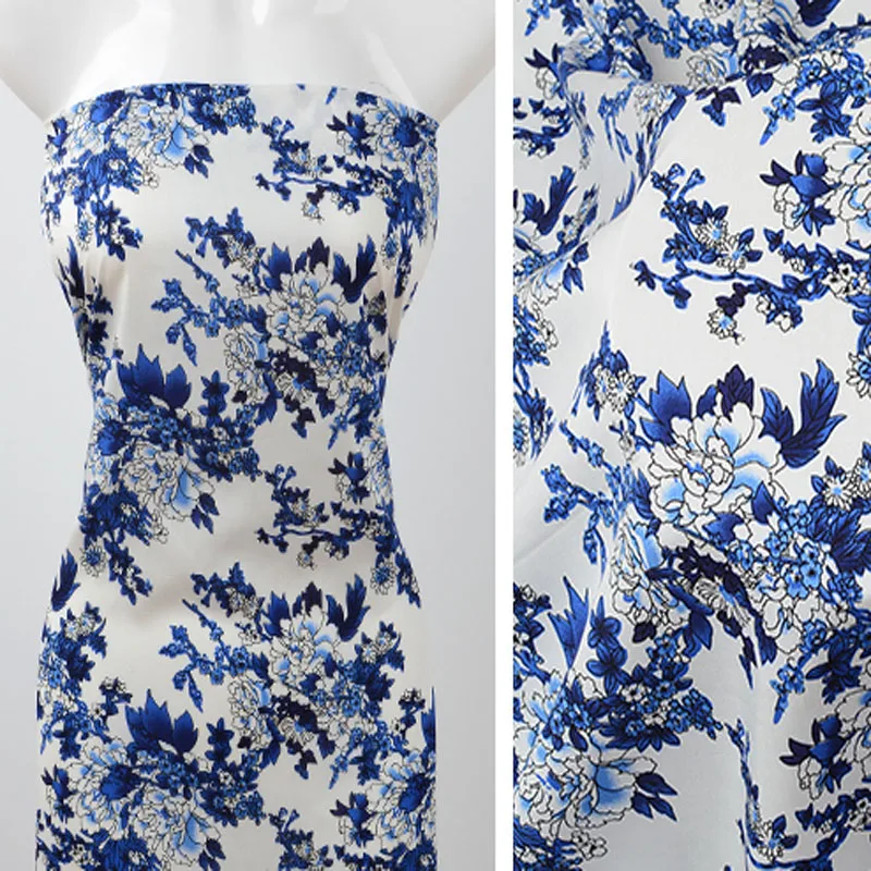 Традиционная сине-белая фарфоровая ткань вискоза гладкая мягкая летняя рубашка