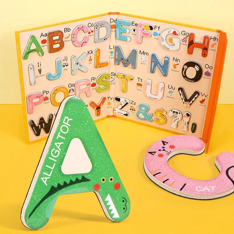 

Children 26 English abc letter/alphabet animal puzzles blackboard refrigerator magnet enigma early learning educational toys