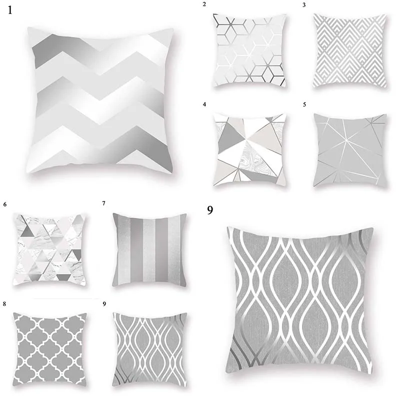 

Nordic Style Cushion Cover Grey Geometric Pillow Case Square Throw Pillows Covers 45*45cm Car Decor Fashion Printing Pillowslip