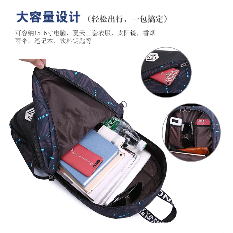 backpack men's student school bag factory direct sale Oxford cloth laptop travel Large capacity black | Багаж и сумки