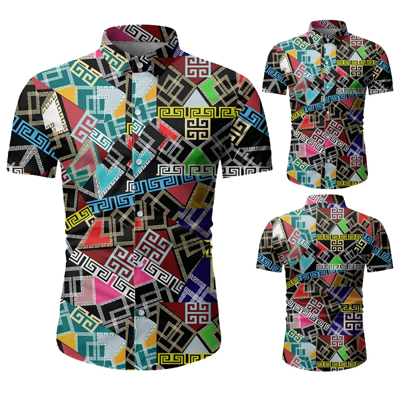 Мужская одежда модная повседневная Пляжная рубашка с коротким рукавом топ для