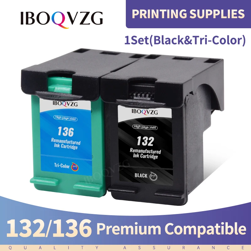 

IBOQVZG compatible ink cartridges 132 For HP 132 136 Photosmart 2573 C3183 D5163 Officejet 6213 5443 D4163 PSC 1513 1513s