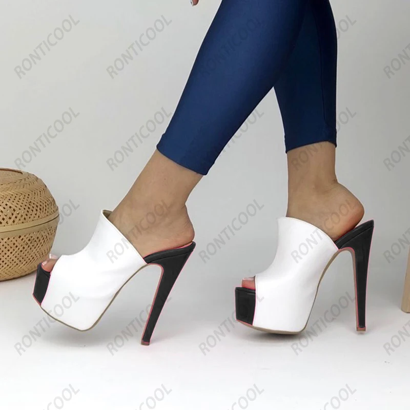 Ronticool новые стильные женские босоножки на платформе-мюли пикантные туфли шпильке