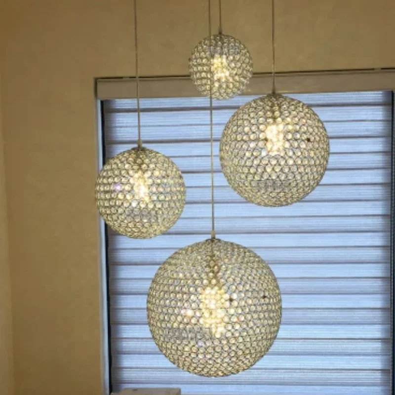 Круглая хрустальная люстра роскошная светодиодная лампа для ресторана спальни