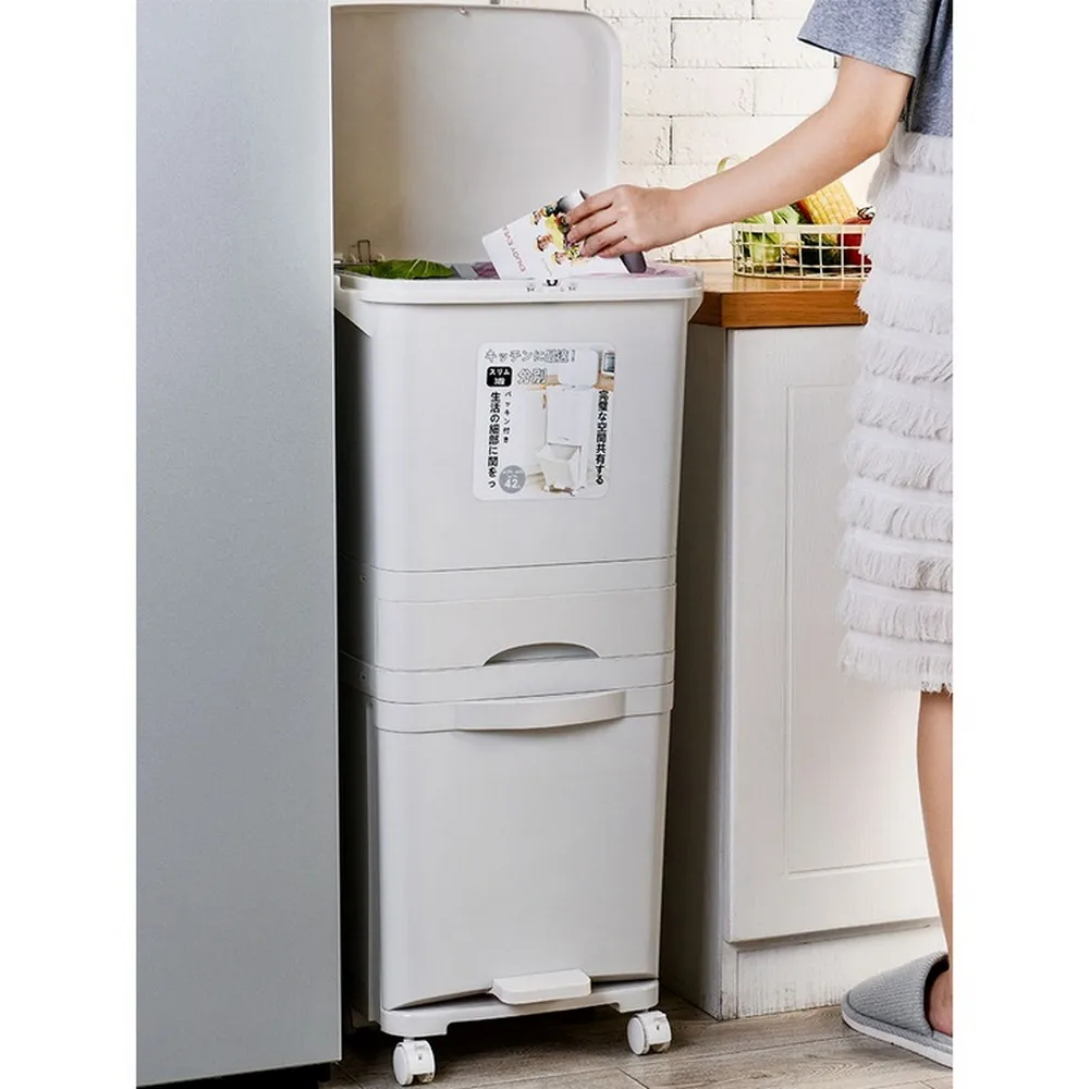 Большие двухслойные мусорные баки 38L кухонные контейнеры для хранения