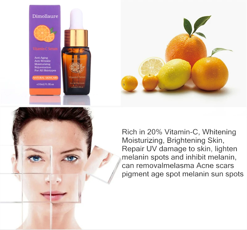 Dimollaure Retinol cream Vitamin C peptides serum whitening acne treament Remove Freckle melasma Melanin dark Spots | Красота и